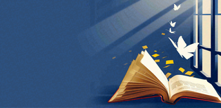 阅读书本翻开蝴蝶纷飞阳光透过窗户知识遨游世界读书日创意卡通插画背景