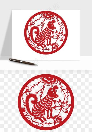 十二生肖剪纸中式纹样图案png免抠