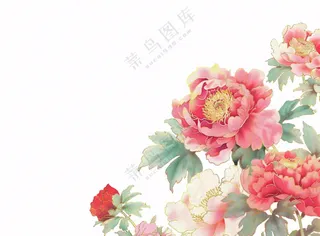 国花牡丹鲜艳花朵植物插画免抠