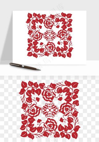 传统窗花剪纸图案png免抠