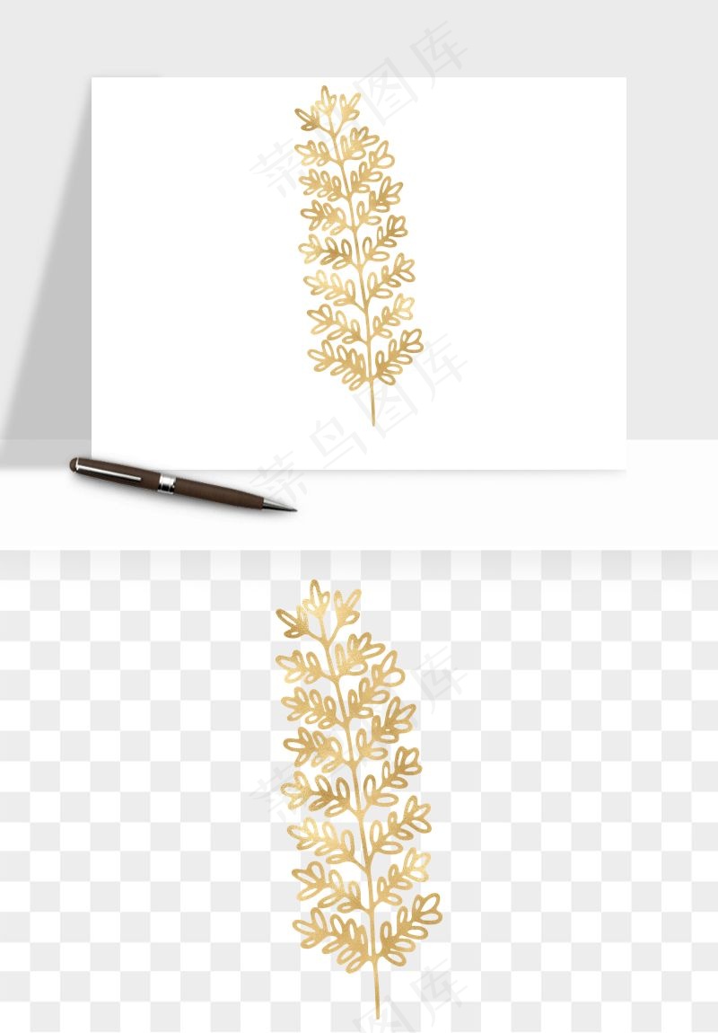 金色植物花环边框png免抠