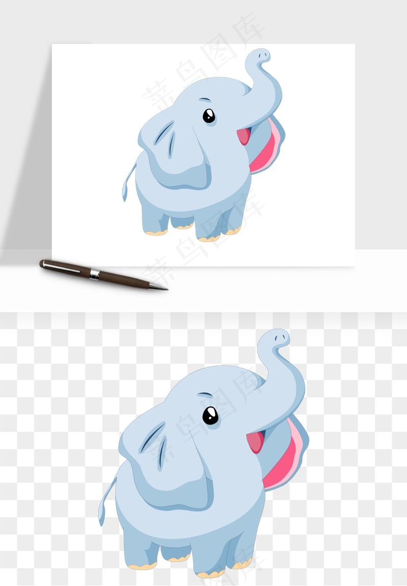 手绘大象小象png免抠