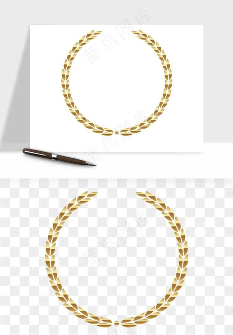 边框橄榄桂枝麦穗奖章png免抠