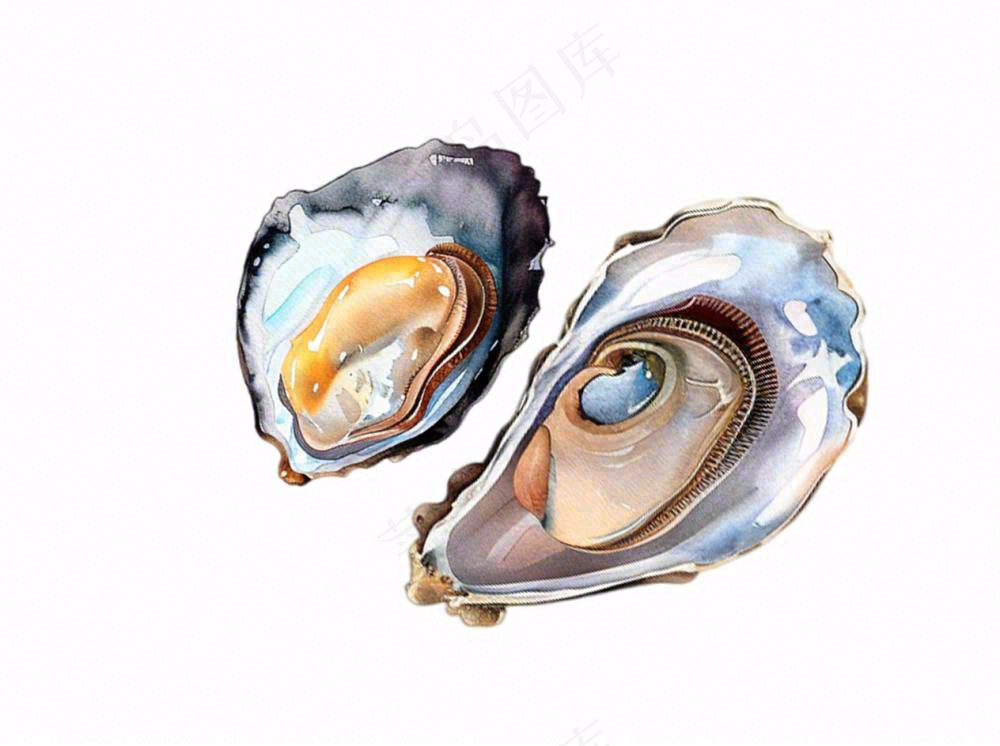 生蚝海鲜海洋卡通插画免抠
