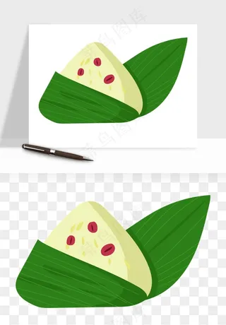 国潮粽子手绘肉粽png免抠