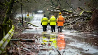 洪水自然灾害防洪预警摄影图