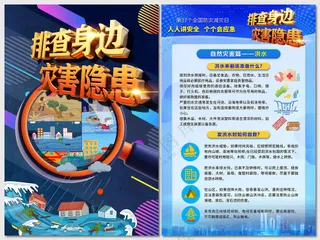 全国防灾减灾日洪水海报