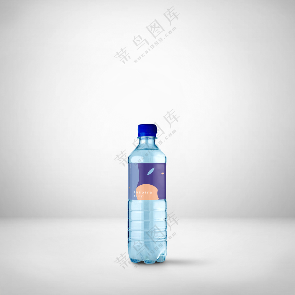 透明矿泉水瓶样机塑料瓶子VI标签logo分层模板