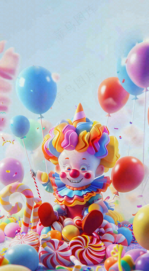 卡通插画马戏团小丑搞怪娱乐快乐表演愚人节插画背景