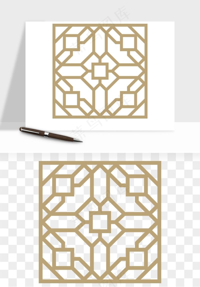 中式镂空古典图案png免抠