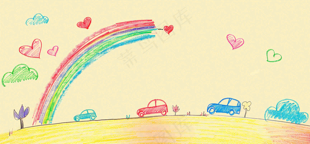 儿童蜡笔画简笔画可爱儿童节卡通插画背景