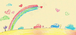 儿童蜡笔画简笔画可爱儿童节卡通插画背景