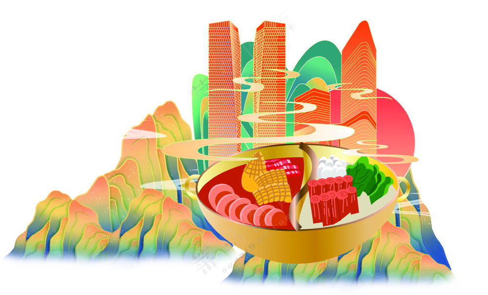 重庆插图火锅国潮
