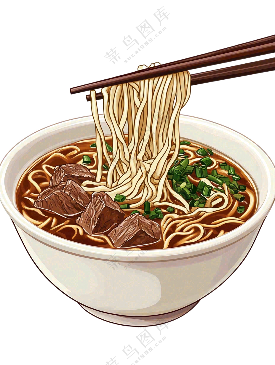 拉面红烧牛肉兰州拉面美食插画免抠
