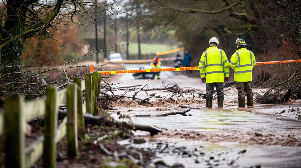 洪水自然灾害防洪预警摄影图