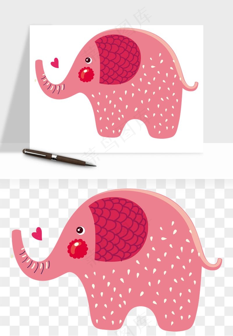手绘大象小象png免抠