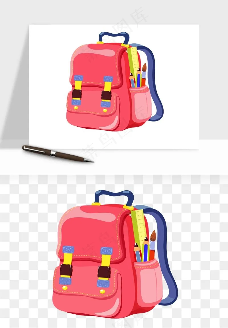 卡通书包背包双肩包png免抠