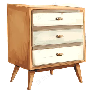 免抠原木风卡通床头柜