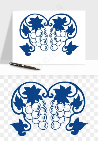 青花瓷花纹花卉图案png免抠