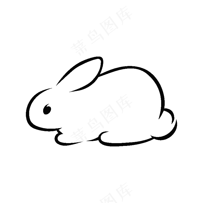 线稿卧着的小兔子免扣png
