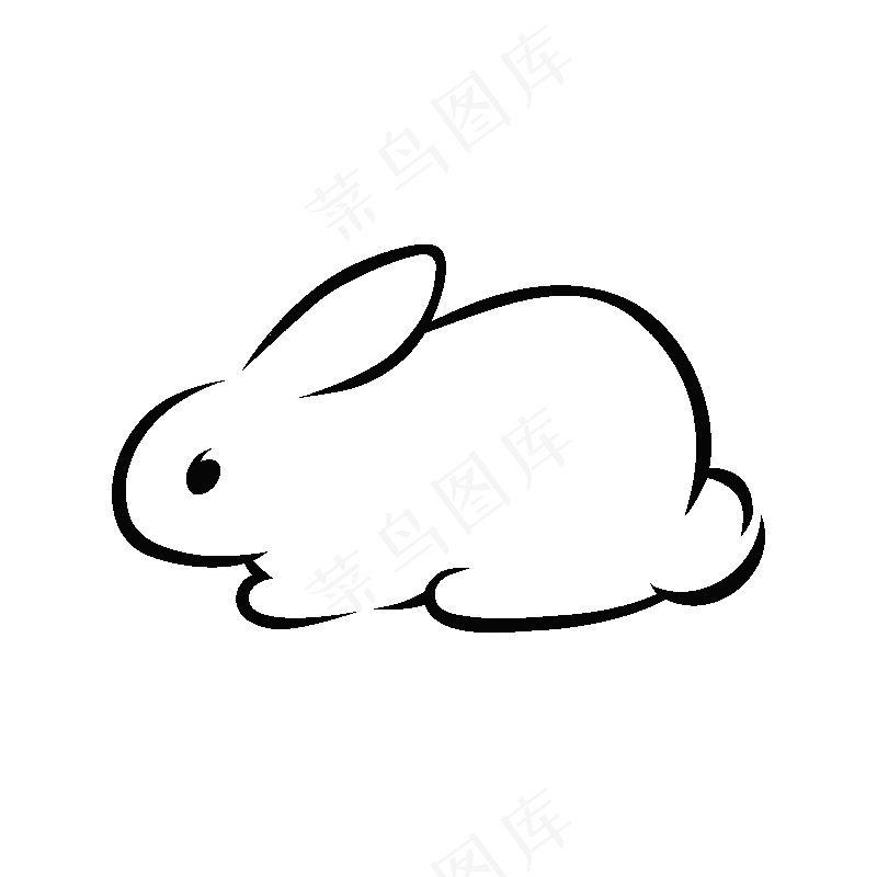 线稿卧着的小兔子免扣png