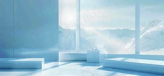 美妆护肤3d展台清新背景