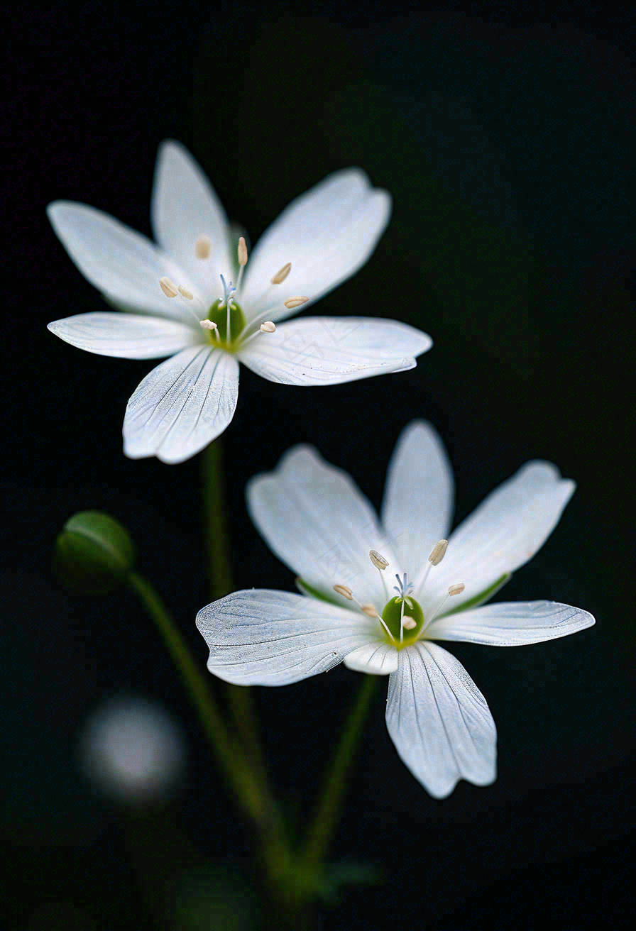 春天盛开的小白花小清新立春春分摄影图