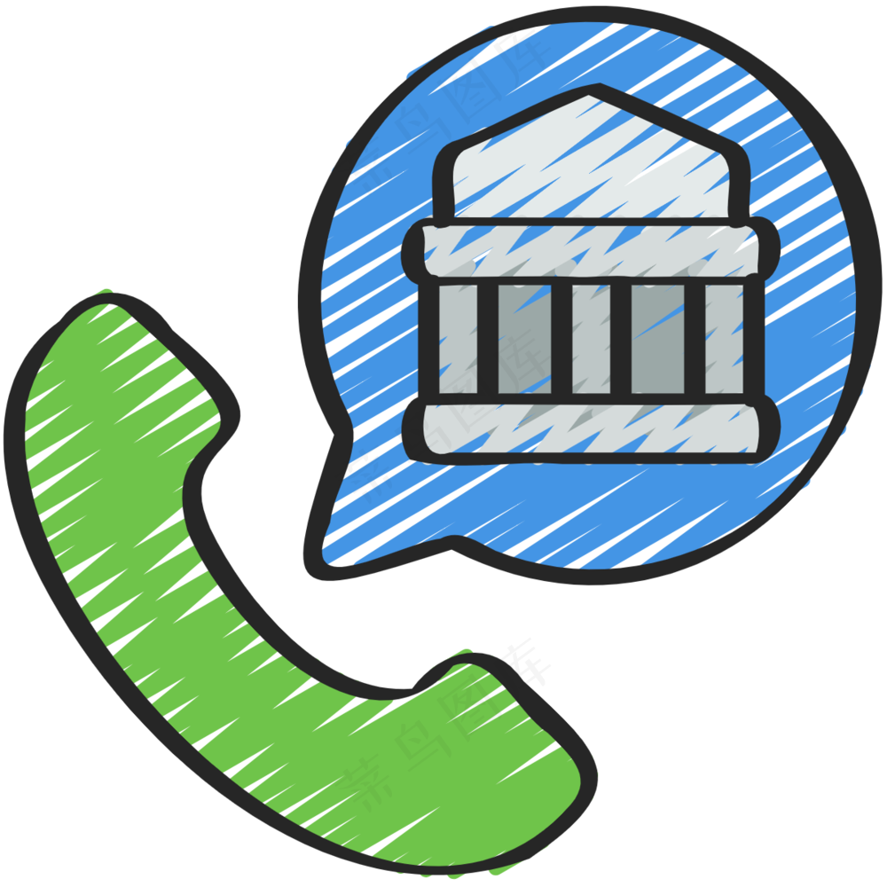 电话银行 银行客服 铅笔手绘图标 icon