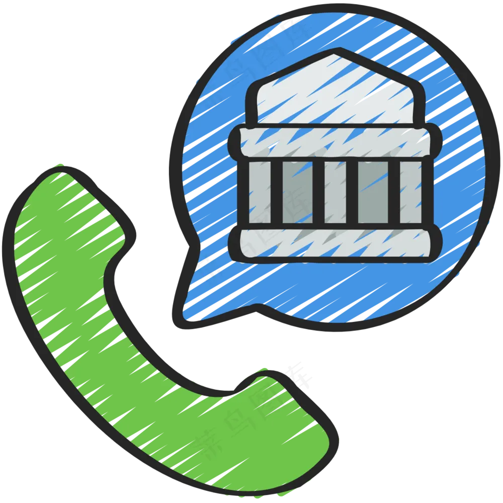 电话银行 银行客服 铅笔手绘图标 icon