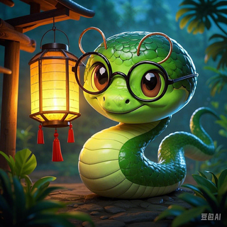 蛇年 春节装饰 青蛇 生成中国风图片