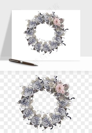 复古花卉相框欧式png免抠