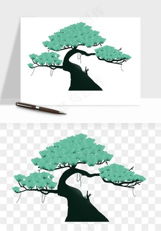 国潮松树松枝松叶png免抠