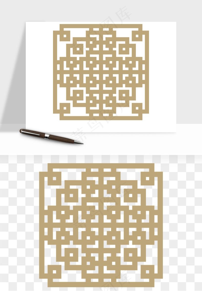 中式镂空古典图案png免抠