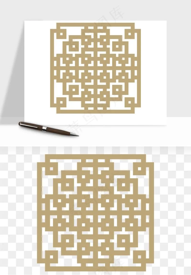 中式镂空古典图案png免抠