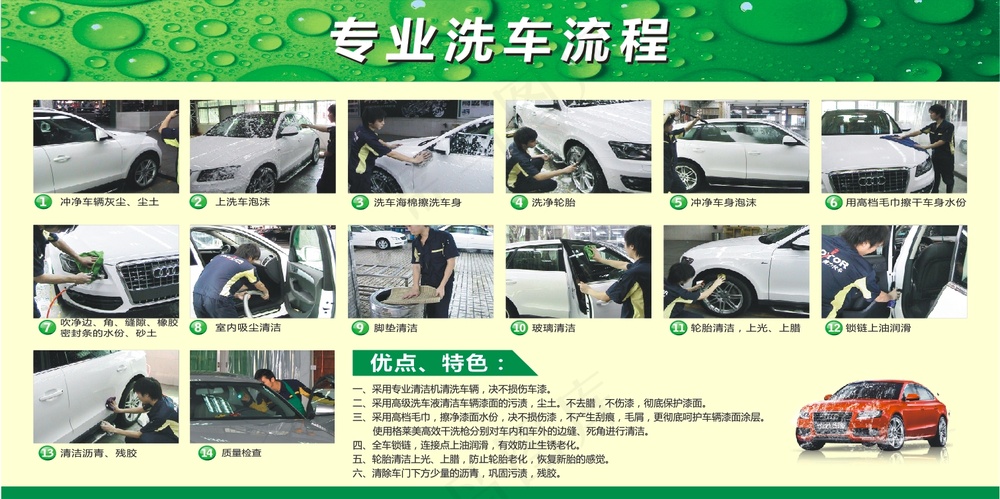专业清洗  汽车美容 养护 保养 展板