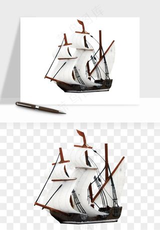 手绘航行帆船png免抠