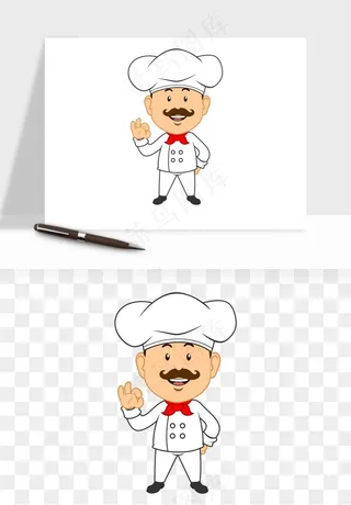 手绘厨师大厨png免抠