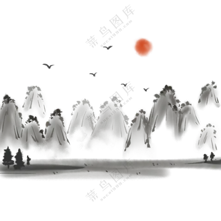 水墨远山意境写意山水画面(217)2000x2000