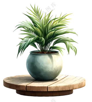 木桌上的绿色盆栽植物