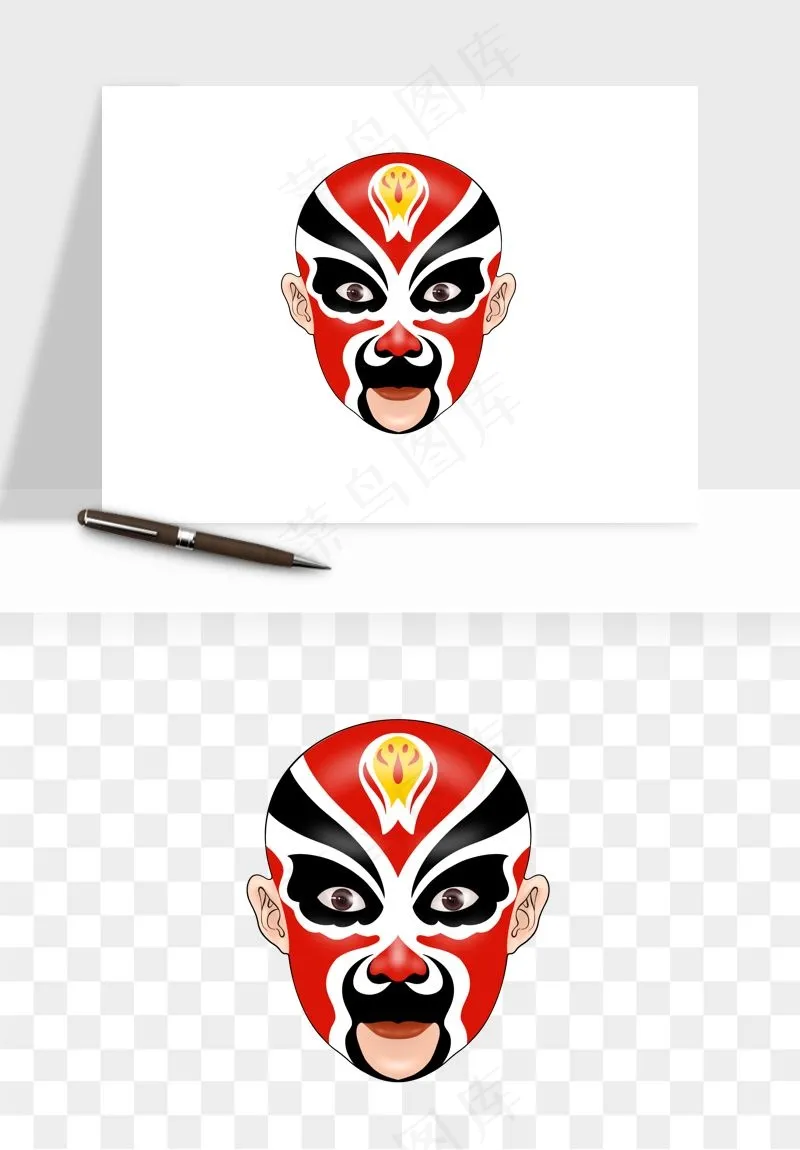 手绘戏剧脸谱卡通面具png免抠