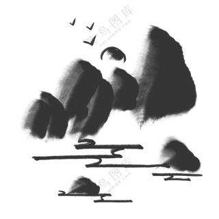 水墨远山意境写意山水画面(188)3000x3000