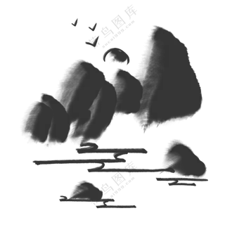 水墨远山意境写意山水画面(188)3000x3000