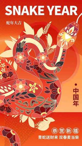 蛇年新年元旦节日活动海报
