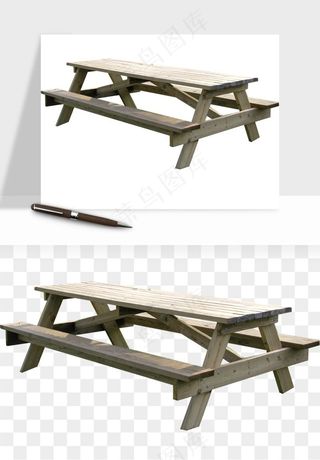 老式木桌木椅木凳png免抠