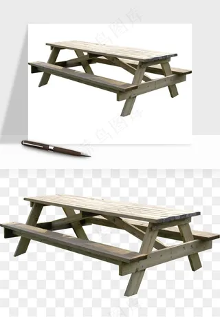 老式木桌木椅木凳png免抠