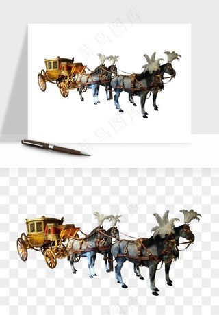 复古马车欧式png免抠