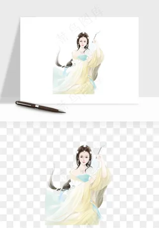 古风美人女子背影png免抠