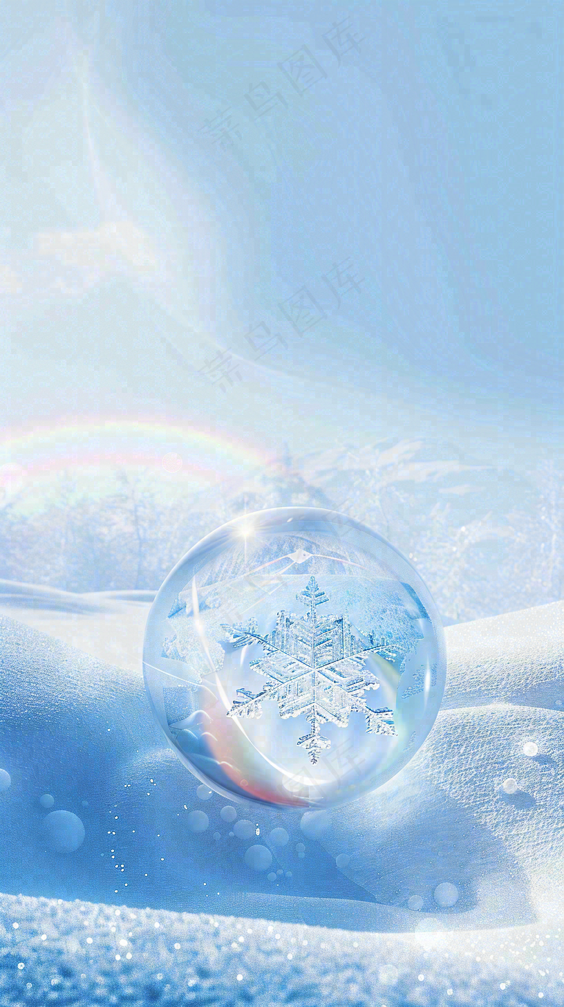 冬天结霜结冰的雪花霜降立冬摄影图