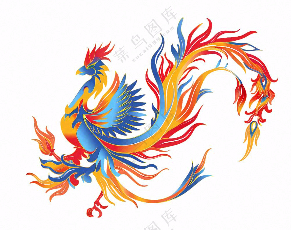 凤凰彩色动物插画免抠