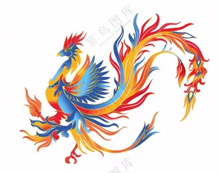 凤凰彩色动物插画免抠